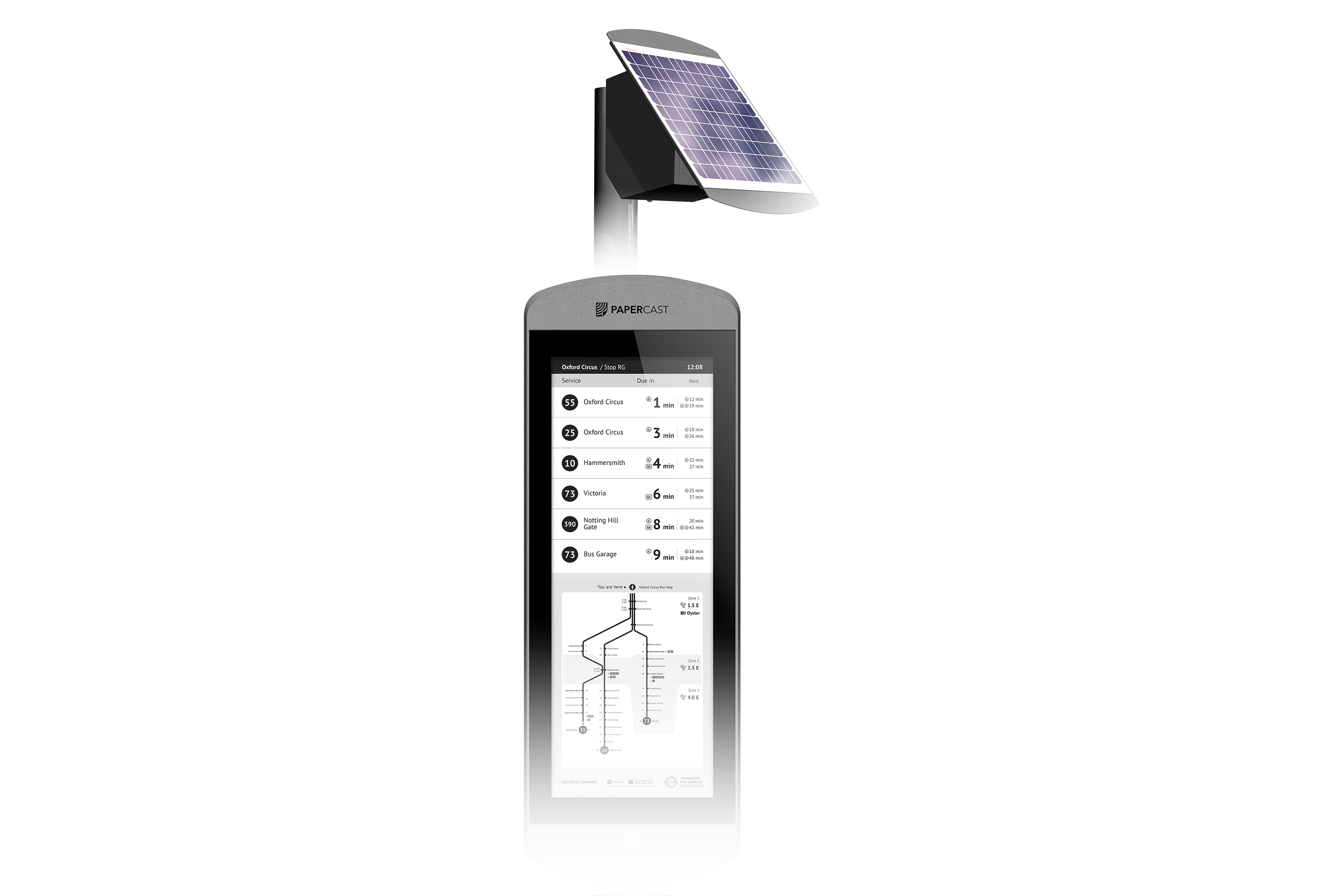 図2 左画像：試験的に使用する大型ディスプレイ（デジタルサイネージ）