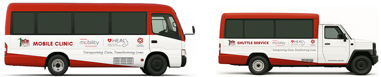 ＜イメージ：モバイルクリニック（左）、シャトルサービス（右）＞